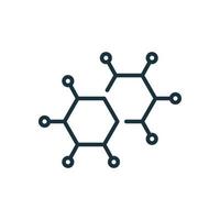 Structure Network Molecular Line Icon. Atom Connect Structure Linear Pictogram. Shape Molecule Hydrogen, Oxygen, Water Outline Icon. Isolated Vector Illustration.