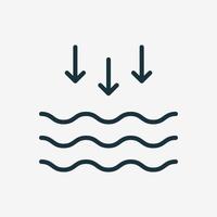 Low Tide Linear Icon. Waves on the Sea or Ocean. Vector illustration.