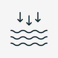 Low Tide Linear Icon. Waves on the Sea or Ocean. Vector illustration.