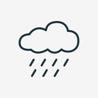 Rain Linear Icon. Cloudy and Rainy Weather. Heavy Shower or Downpour Line Pictogram. Raindrop and Cloud Icon. Vector illustration.