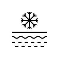 protección del icono de la línea de congelación de la piel. efecto del pictograma lineal frío de la piel. barrera del icono de contorno del concepto de refrigeración. copo de nieve en la capa de la piel. ilustración vectorial aislada. vector