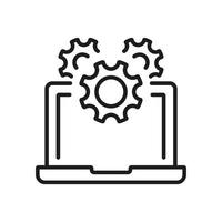 servicio de icono de línea de software. pictograma lineal de actualización del sistema informático. Ajustes y configuración de la computadora portátil. apoyo técnico. ilustración vectorial vector