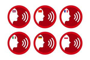 Foreign Language Conversation Set. Speaker icon. illustration vector