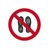 Do not step sign. Imprint soles shoes icon. Dont stand red sign. Symbol for public areas. Vector