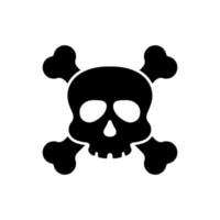 Black Skull with Crossbones for Celebration Halloween Silhouette Icon. Skeleton Face with Cross Bones Glyph Pictogram. Danger, Poison, Toxic, Biohazard Concept Icon. Isolated Vector Illustration.