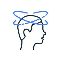 Man Feel Dizzy Line Icon. Dizziness, Migraine, Headache, Distracted Head Linear Pictogram. Tired Man with Nausea Outline Icon. Isolated Vector Illustration.