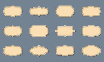 Collection of Ornamental Label Retro Frames. Old Victorian Borders, Retro Badge and Decorative Vintage Frames. Set of Template Elegant Sticker with Luxury Ornament. Isolated Vector Illustration.