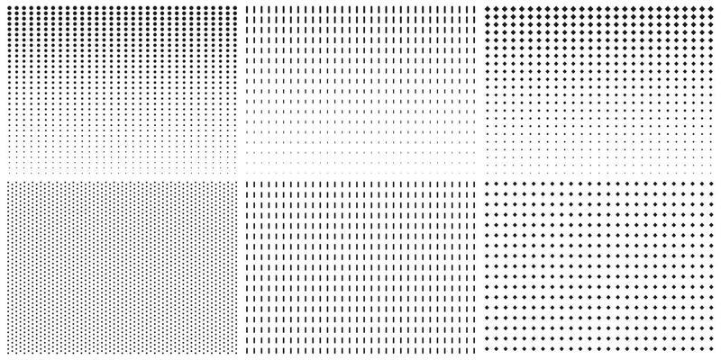 Halftone Dotted Gradient. Abstract Black and White Raster. Gradient Geometric Rectangles Dots Background. Fade Half Tone Pattern. Isolated Vector Illustration.