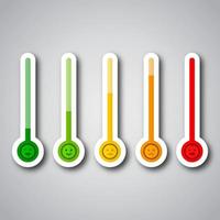 Thermometer as stress level scale emotions. Stress level scale emotions. Color level indicator. vector