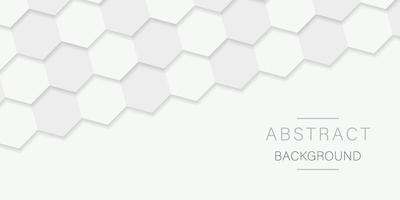 3d White and Grey Honeycomb Geometric Pattern. Hexagon White Background. Abstract Hexagon Futuristic Geometric Background. Banner for Presentation. Modern Wallpaper. Vector Illustration.