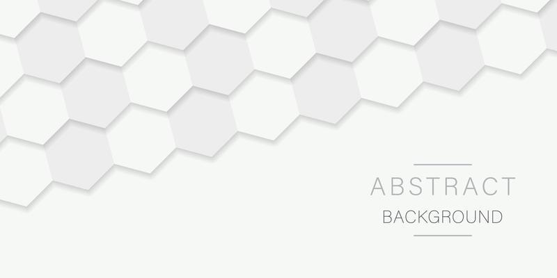 3d White and Grey Honeycomb Geometric Pattern. Hexagon White Background. Abstract Hexagon Futuristic Geometric Background. Banner for Presentation. Modern Wallpaper. Vector Illustration.