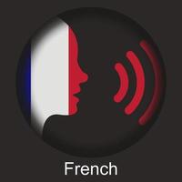 Speak French. France. Voice icon. French flag vector