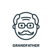 Happy Grandpa Face Line Icon. Old Senior Person Linear Pictogram. Old Grandfather Outline Icon. Retirement Concept. Isolated Vector Illustration.