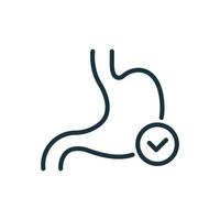 Healthy Stomach Line Icon. Human Alimentary Internal Organ Linear Pictogram. Stomach Outline Icon. Isolated Vector Illustration.