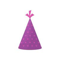 Colorful Birthday Party Hat on White Background. Funny Cartoon Cone Cap for Celebration Anniversary. Accessory for Decoration New Year Party. Isolated Vector Illustration.