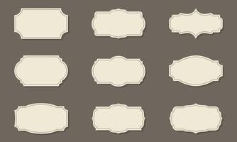 Collection of Classic Retro Frames on Dark Background. Set of Template Vintage Victorian Borders. Elegant Frames in Different Shape with Luxury Ornament. Isolated Vector Illustration.