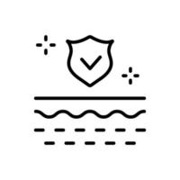 UV Protection Line Icon. Skin Protect 24h Linear Pictogram. Every 24 Hours Barrier Safety for Skin. Shield 24 Hours Protection Concept Outline Icon. Isolated Vector Illustration.