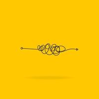 Scribble line icon on yellow background. Chaotic messy way with shadow. Complicated path. Vector