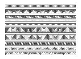 Greek style seamless frames. Geometric border set. Vector ornament pattern. Mediterranean decor elements.