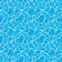 Blue water surface background. Pool tile. Light ripple texture. Vector seamless pattern.