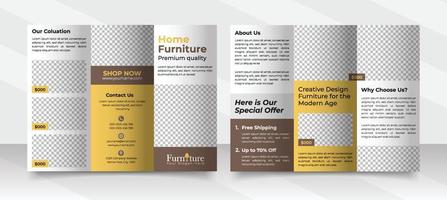 Interior Furniture Trifold brochure template layout vector