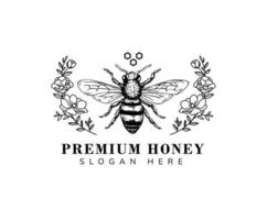 honey bee vintage logo template design