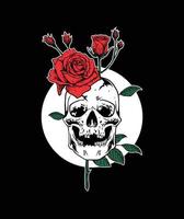 rose and skull illustration vector