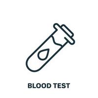 Blood Test Line Icon. Sample for Laboratory Research Linear Pictogram. Medical Exam of Blood Outline Icon. Isolated Vector Illustration.