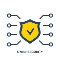 Cybersecurity Icon. Shield with Checkmark Cyber Secure Concept. Data Protection Logo. Approved Safety Tech Information Pictogram. Software Secure. Isolated Vector Illustration.