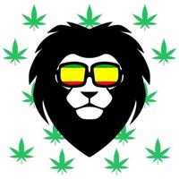 Lion rastaman vector. Hemp background. Cannabis vector