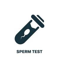 Sperm Test Silhouette Icon. Sample of Sperm for Laboratory Research Pictogram. Medical Exam of Semen Glyph Icon. Paternity test. Isolated Vector Illustration.