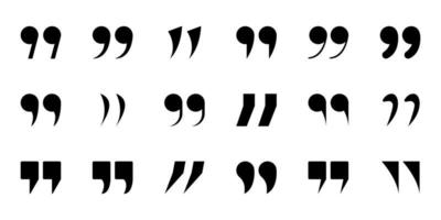 Double Comma Silhouette Signs of Quote Icons. Set of Quotation Mark Icon. Black Quotation Signs on White Background. Punctuation Symbol of Speech. Isolated Vector Illustration.