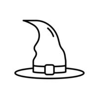 Black Witch Hat for Halloween Line Icon. Wizard Magic Pointy Cap for Party 31 October Pictogram. Accessory for Magician on Celebration Halloween Outline Icon. Editable Stroke. Vector Illustration.