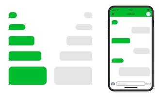 Template of Messenger Chat in Mobile Phone. Mockup of Smartphone and Empty Talk Speech Bubble Icon. Interface of Mobile App. Isolated Vector Illustration.