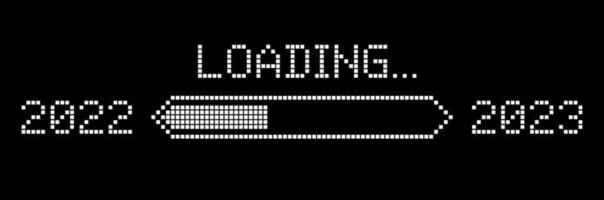 Pixelated progress bar showing loading of 2022 year. Vector