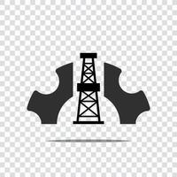 icono de la compañía de perforación de petróleo. icono de rueda dentada. vector