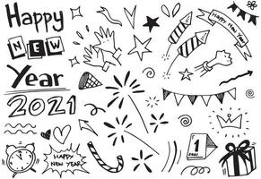 Abstract arrows, ribbons, crowns, hearts, explosions and other elements in hand drawn style for concept design. Doodle illustration. Vector template for decoration