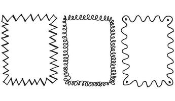 conjunto dibujado a mano de marcos rectangulares de garabatos en blanco y negro vector