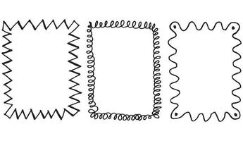 hand drawn Set of black and white doodle rectangle frames vector