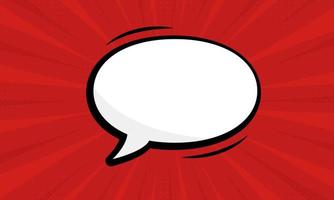 Speech Bubble Pictogram on Red Pop Art Background with Halftone. Cartoon Blank White Speech Bubble for Text Message. Comic Retro Balloon for Dialog. Isolated Vector Illustration.