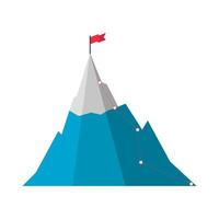 Mountain with red flag and with route to the top. Road to goal , move up, motivation. Path to the target's achievement vector