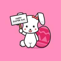 Cute rabbit character celebrated easter day  cartoon vector icon illustration