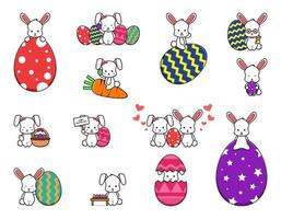 lindo conejo feliz día de pascua celebración dibujos animados vector icono ilustración