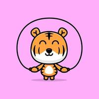 Cute tiger cartoon mascot illustration. design of animal mascot for a storybook, animation, or print product vector