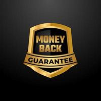 Risk free money back guarantee label vector emblem, stocker of shield warranty for media promotion