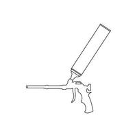 Construction tool line icon. Polyurethane mounting foam packaging tube with foam gun line icon. Vector