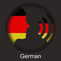 Speak German. Germany. Voice icon. German flag vector