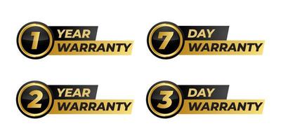 Set of warranty label vector emblem logo, sticker of guarantee sign for media promotion product