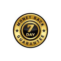 7 day money back guarantee label sticker vector emblem, sign of warraty for media promotion product