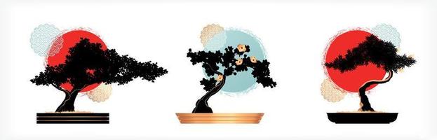 emblemas de árboles bonsai vector
